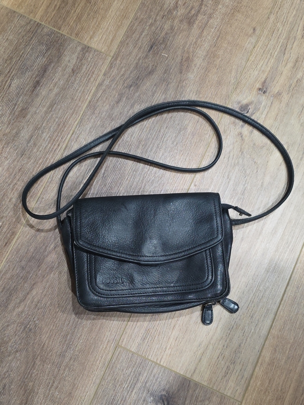 Fossil Small Black Leather Crossbody